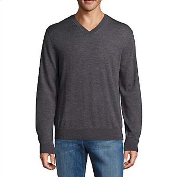 Saks Fifth Avenue Wool Blend Cobalt Blue V Neck Sweater - Picture 8 of 8